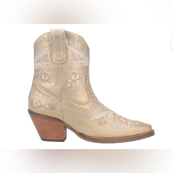 Dingo Women's gold embroidered Primrose Stacked Heel Cowboy‎ Boots size 10 new - Picture 4 of 8